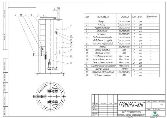 Схема монтажа Гринлос КНС В-2000/1300