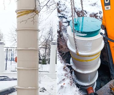 ГРИНЛОС КНС вертикальная из полипропилена диаметр 1000 мм, высота 4500 мм